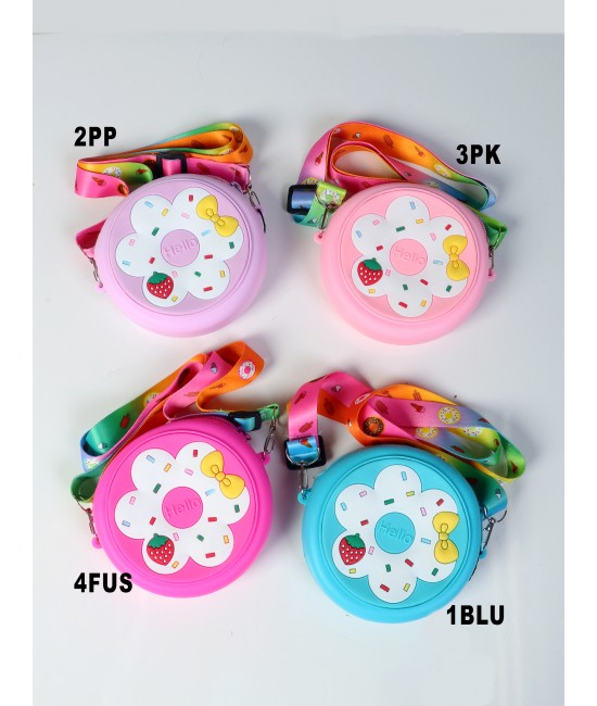 Kids Flower Silicon Crossbody Purse w/Zipper Closure Kids Flower Silicon Crossbody Purse w/Zipper Closure